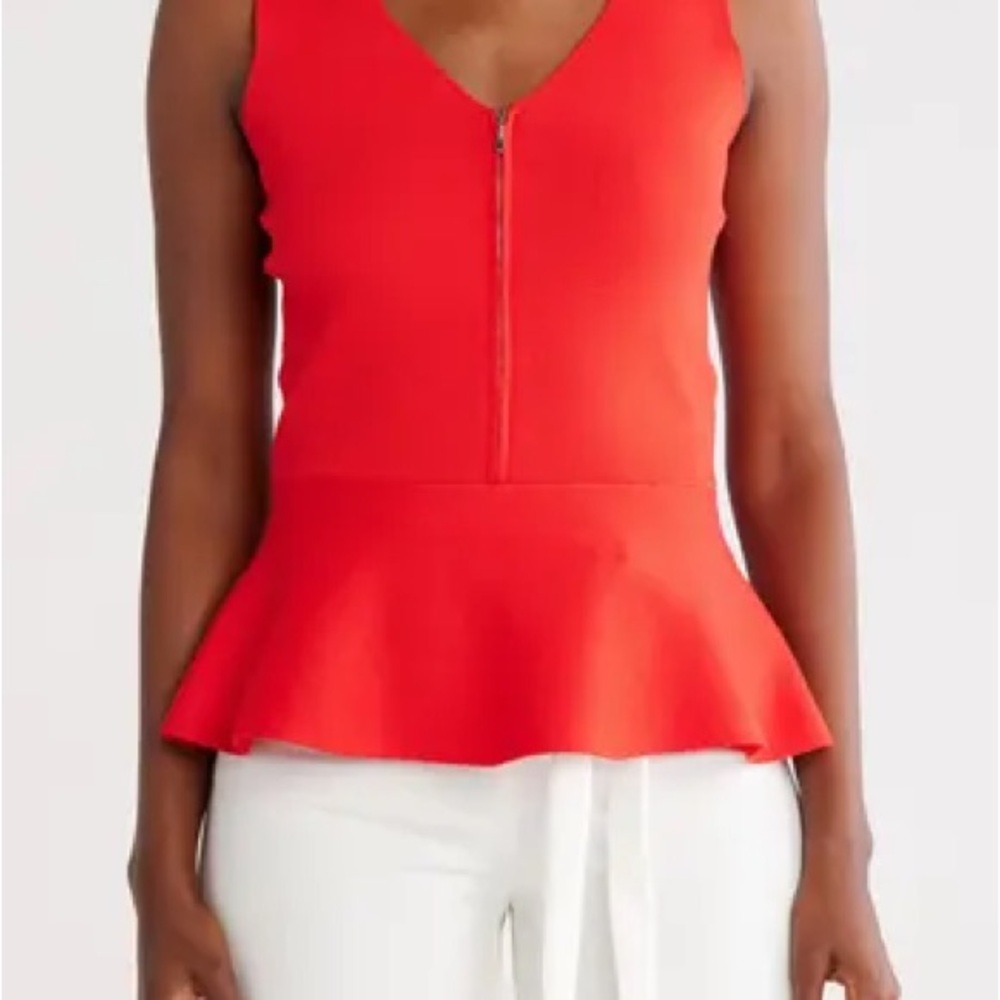 NEW- Elie Tahari Red Peplum Top